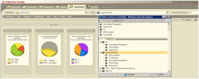 Primavera Portfolio Management Dashboard