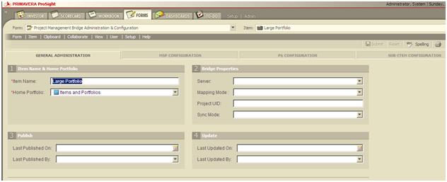 Primavera Portfolio Management Form