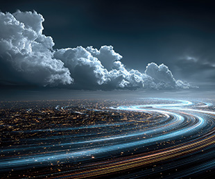 image of clouds over a city and timelapse of traffic flowing
